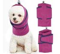 IECOii Dog Calming Hoodie with Adjustable Hook & Loop,Quiet Head Covers for Noise Reduction & Anxiety Relief,Soft Dog No Shake Ear Wraps for Firework, Grooming, Thunderstorms, Separation,Purple,M