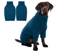 IECOii Dog Christmas Jumper,XXL Extra Large Dog Jumper Long Sleeve,Turtleneck Doggy Sweatshirt for Extra Large Dogs boy Girl,Pet Cold Weather Outfit English Bulldog Clothes for Winter,Peacock Blue,2XL