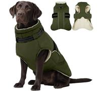 IECOii Dog Coat Waterproof,XXL Warm Dog Winter Jacket,Christmas Reflective Fleece Pet Winter Coat with Harness Hole,Adjustable Snow Jacket for Large Dogs,Autumn Coats for Dogs,Green,2XL
