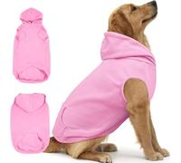 IECOii Dog Hoodie for Large Dogs,Warm Fleece Dogs Jumpers with Leash Hole,Cozy Pet Cold Weather Coat for Fall Winter Doggy Sweatshirt,Large Dog Hoodies Fleece Vest for French Bulldog,Dachshund,Pink,L