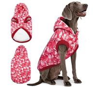 IECOii Dog Hoodie for Large Dogs, Warm Hoodie for Giant Breed Dogs Girl Boy, Fleece Lined Dog Sweatshirt Pullover with Leash Hole & Reflective Stripes, Fall Winter Great Dane Hoodies, Pink Camo, 4XL