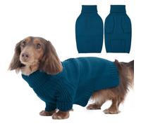 IECOii Dog Jumper Medium,Doggie Sweater Girl Boy,Turtleneck Thick Warm Dog Jumper with Leg,Fall Cold Pet Outfit for Christmas Winter Knitted Clothes for French Bulldog Boston Terrier,Peacock Blue,M