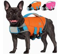 IECOii Dog Life Jacket for Swimming,Dog Life Vest with Rescue Handle & Reflective Strips,High Flotation Dog Float Coat with D-Ring,Adjustable Dog Flotation Vest for Boating Kayaking Pool Lake Beach,L