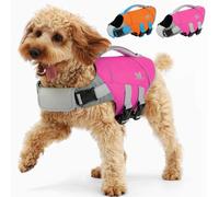 IECOii Dog Life Jacket for Swimming,High Flotation Dog Life Vest with Rescue Handle & D-Ring,Adjustable Dog Float Coat,Reflective Pet Life Jacket,Durable Quick-Dry & Tear-Resistant,Rosered XS