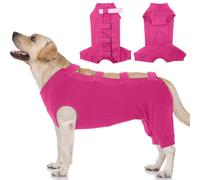 IECOii Dog Post Surgery Body Suit Long Sleeves,Post Surgery Dog Onesies with Legs for Spay Neuter,Soft Dog Surgical Suit for Abdominal Wound and Rear Leg,Dogs E-Collar & Cone Alternative,Rosered,2XL