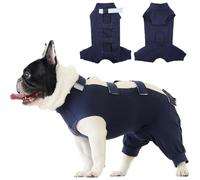 IECOii Dog Recovery Suit - Soft Surgical Onesie for Post-Surgery Dogs, Protects Abdominal & Rear Leg Wounds, Stops Licking - L-Blue