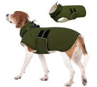 IECOii Dog Winter Coat XL,Waterproof Dog Coats with Harness,Adjustable Fleece Snow Jacket with Magic Tape,Sleeveless Warm Dogs Coat Reflective,Extra Large Dogs Jacket for Autumn & Winter,Green,XL