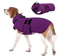 IECOii Dog Winter Coat XL,Waterproof Dog Coats with Harness,Adjustable Fleece Snow Jacket with Magic Tape,Sleeveless Warm Dogs Coat Reflective,Extra Large Dogs Jacket for Autumn & Winter,Purple,XL