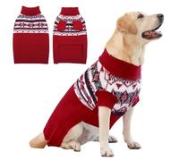 IECOii Extra Large Dog Jumper - XXXXL Turtleneck Knitwear Sweater for Cold Weather - Red for Girl and Boy - Fits Doberman, Great Dane - XXXX-Large