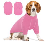 IECOii Fleece Dog Jumper Large Size Dog,Stretchy Fleece Vest for Large Dogs Girl Boy,Warm Pullover Dog Winter Clothes Pet Dog Sweatshirt,Dog Cold Weather Coat for Frenchie,Dachshund Jumpers,Pink,L