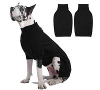 IECOii Great Dane Sweater,5XL Extra Large Sweater for Giant Breed Dogs in Winter,Turtleneck Cold Weather Knit Clothes,Machine Washable,Elastic Pullover for Saint Bernard,Mastiff (Black,XXXXXL)