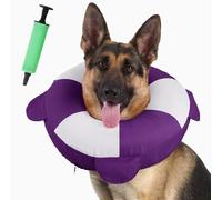IECOii Inflatable Dog Cone Collar Soft,Waterproof Dog Donut Collar after Surgery for Dogs,Blow up Puppy Neck Recovery Collar to Prevent Licking Biting,Dog Pillow Cone Collar Alternative,Purple Size L