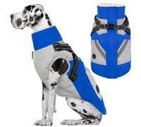 IECOii Large Dog Coat with Harness,Dog Coats Waterproof Dog Jacket | Royal Blue 3XL|Waterproof & Windproof & Snowproof All-in-one Built-in Harness with Reinforced Metal D-ring
