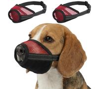 IECOii Pack of 2 Dog Muzzles, Reflective Breathable Mesh Muzzle for Small Dogs, Against Biting, Chewing and Barking, Adjustable for Walks, Veterinarian Visits, Grooming and Training, Red, XS
