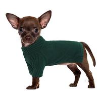 IECOii Small Dog Christmas Jumper, Turtleneck Cold Weather Puppy Clothes, Cute Knitwear Cozy Winter Sweater for Pug Dachshund Girl Boy