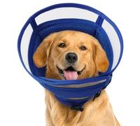 IECOii Soft Dog Collar Cone,Adjustable Dog Surgery Collar to Prevent Licking Wounds & Stop Paw Licking,E Collar for Dogs After Spay Neuter,Comfortable Buster Collar,Foldable Cones for Dogs Mesh,Blue,L