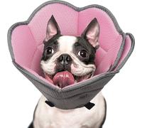 IECOii Soft Dog Cone,Comfy Dog's Cone for Dogs After Surgery,Adjustable Doggy Neuter Cones Alternatives to Stop Licking,Neck Cone Recovery Collar Cones for Medium Dogs Pug,French Bulldog,Pink-M
