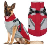 IECOii Thick Fleece Lined Dog Coat with Harness Built in,Zip Up Dog Winter Jacket Dog Snowsuit Waterproof Windproof Warm Dog Harness Coat 2 in 1 Puppy Cold Weather Clothes for Large Medium Small Dogs