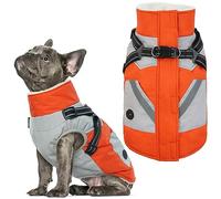 IECOii Thick Fleece Lined Dog Coat with Harness Built in,Zip Up Dog Winter Jacket Dog Snowsuit Waterproof Windproof Warm Dog Harness Coat 2 in 1 Puppy Cold Weather Clothes for Large Medium Small Dogs