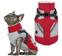 IECOii Thick Fleece Lined Dog Coat with Harness Built in,Zip Up Dog Winter Jacket Dog Snowsuit Waterproof Windproof Warm Dog Harness Coat 2 in 1 Puppy Cold Weather Clothes for Large Medium Small Dogs