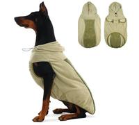 IECOii Thin Winter Coat for Large Dogs with Hood,XXXXXL Reflective Dog Clothes Sleeveless with Leash Hole,Lightweight Pet Fleece Jacket For Autumn & Winter,Dogs Clothes,Windproof Dog Jacket,Green,5XL