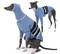 IECOii Whippet Jumper with Snood,Warm Lurcher Jumper,Whippet Pullover Turtleneck Stretchy Knit Sweatshirt,Thermal Dog Clothes Pajamas Jumpsuit for Cold Weather,Italian Greyhound Clothing Coat,Blue,XS