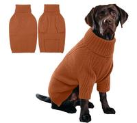 IECOii XL Dog Sweater,Fall Doggy Clothes for Extra Large Dogs Girl Boy,Warm Pullover Xmas Dog Costume Clothes,Solid Color Pet Winter Apparel for Beagle,English Bulldog (Caramel Color,XLarge)