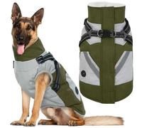 IECOii Zip Up Dog Coat for Large Dogs - Waterproof Winter Fleece Jacket in Green, XLarge - Suitable for Border Collie, Pitbull