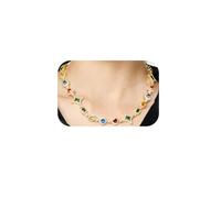 Ied Kashiqi Tears of the Rainbow Hip-Hop Alloy Zirconia Necklace for Men & Women, Colorful Gemstone Statement Jewelry, Unique Urban Style Chain for Streetwear, Unisex Bold Design Gift, 18 Inch, Brass