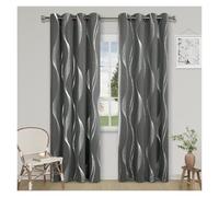 IEDHNGXN blackout curtains,shower curtain liner,curtains 2 pieces High Precision Silver Embossed Wave Pattern Blackout Curtains for Blocking Light and Keeping Heat, Rooms(Dark Grey,132X213CM)