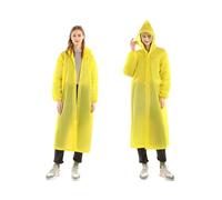 Iedogo Reusable Thickened Raincoat For Men/Women Lightweight 90 g, Compact Emergency Rain Ponchos With Hood And Sleeves Colourful, Pack Of 2 (yellow)