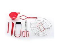 IEEDFJKK Canning Kit,7 Pieces Steel Water Bath/Pressure Canner Hard Durable Jams Starter Tools Can Clip, Rack, Funnel,Jar Lifter, RED