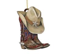 IEEDFJKK Creative Rearview Mirror Car Pendant Cowboy Hat Boots Funky Hanging Decor Vehicle Interior Charm Making Wonderful Flat Car Interior Decoration Adds Fashion Sense To Vehicle. Made Fine Acrylic