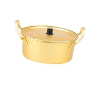 IEEDFJKK Sturdy Korean Ramen Pots Small Hot Pot Fast Heating Instant Noodle Cooker Safe Kitchen Essential Everyone Multipurpose Pan Dry Pots Kimchi Soup Pot Camping, Gold, 20cm
