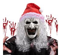 IEEILULU Art The Clown Mask with Mini Hat, Terrifier Mask, Joker Latex Mask for Halloween Horror Clown Costume (Red)