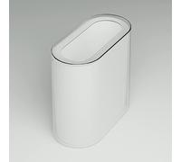 IEEK Small Waste Basket Slim Trash Can 3.2 Gallon/12L Clear and White Garbage Can Rectangle Plastic Wastebaskets Container Bin for Narrow Spaces Office,Bathroom, Bedroom,Kitchen,Living Room,Study