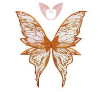 iEFiEL 2pcs Butterfly Fairy Wings Elf Ears Costume | Adults Women Fairy Costume Set With Large Iridescent Fantasy Wings Elf Ears Halloween Dress Up Photography Accessories