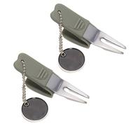 iEFiEL 2pcs Stainless Steel Golf Green Fork Silicone Cover Mini Golf Accessory Grey One Size