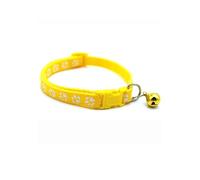 IEFIEL Adjustable Kitten Collar with Bell Soft Quick-Release Buckle Paw Print Pet Collar for Small Medium Dogs Cat Yellow One Size