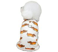 IEFIEL Breathable Summer Dog Pajamas Cute Printed 4-Leg Jumpsuit with Leash Ring for Small Dogs Puppies Hotdog XS