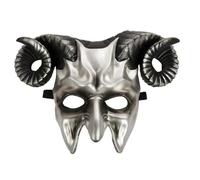 iEFiEL Devil Goat Horned Mask Bull Horn Mask Parade Prop Silver One Size