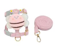 IEFIEL Dog Cat Harness and Leash Set Escape Proof Pet Harness Vest with Cute Bee Decoration for Outdoor Travel Walking Pink L
