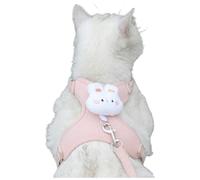 IEFIEL Dog Harness with Leash Set Adjustable Cat Traction Vest Rope Cute Rabbit Bear Pet Walking Harnesses Pink&1.8m Leash S