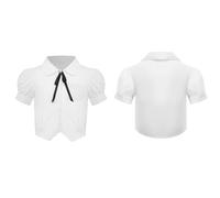 iEFiEL Girls School Uniform Shirt Cotton Oxford Blouse Button Down Casual Tunic Tops Ruffle Sleeve T-Shirts Type B 7-8 Years