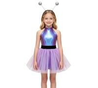 iEFiEL Kids Space Girls Costume Alien Tutu Costume Robot Colorful 5-6 Years | Space Themed Outfit,Astronaut Play Outfit,Backless,Dress with Headband,Ballet Tutu,Halloween Cosplay,Movies Character