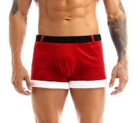 iEFiEL Men New Year Christmas Santa Claus Underwear Holiday Boxer Shorts Costume