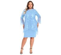 iEFiEL Women Plus Size Mother of The Bride Dresses Elegant Evening Formal Pencil Dress with Lace Cover up Set Light Blue 3XL