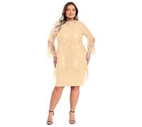 iEFiEL Women Plus Size Mother of The Bride Dresses Elegant Evening Formal Pencil Dress with Lace Cover up Set Champagne S