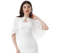 iEFiEL Women's Layered Chiffon Shawls Wraps for Evening Dress Wedding Cape Cover Up Capelets Shrug White One Size