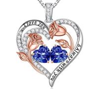 Iefil 925 Sterling Silver Pink Heart Birthstone Necklace for Women Jewellery Mother's Day Birthday Gifts for Women Anniversary Christmas Gifts for Women